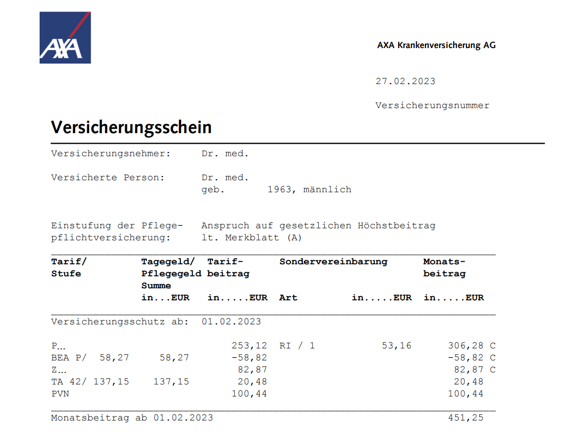 AXA PKV Beitragserhöhung 2024 / Beitragsanpassung PKV